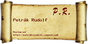 Petrák Rudolf névjegykártya